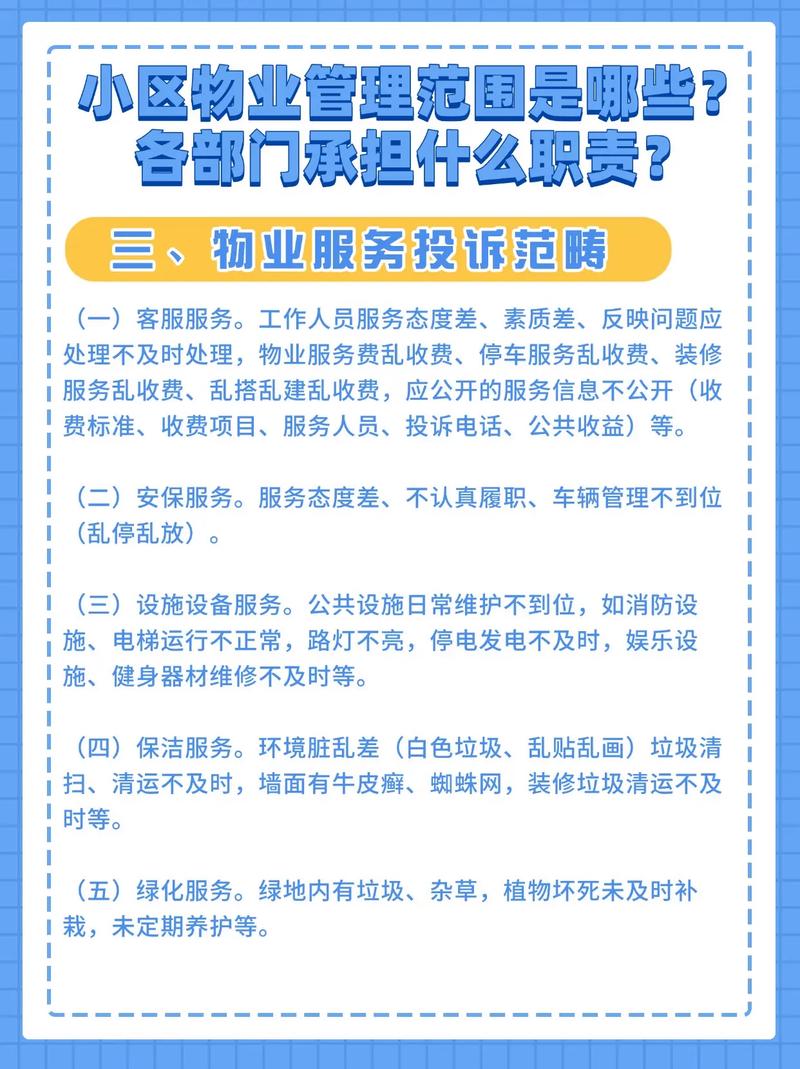 详解小区物业管理范围及各部门职责